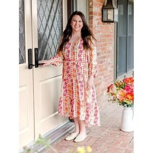 The Pioneer Woman Patch Posey Floral Tiered Ruffle V-Neck Dress 3X Boho Prairie